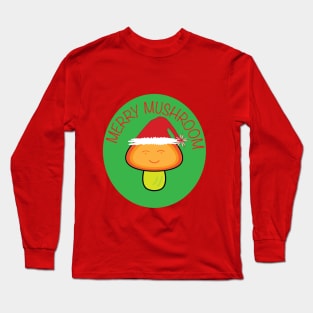 Kawaii Christmas Mushroom Design Long Sleeve T-Shirt